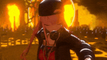 a girl in a hat and headphones is dancing in front of a crowd of people .
