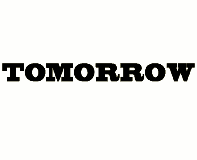 a white background with the word tomorrow written in black