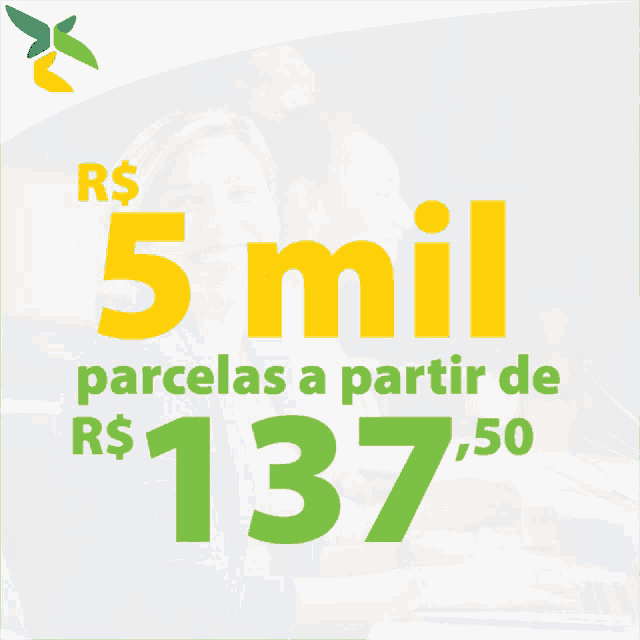 a poster that says r $ 20 mil parcelas a partir de r $ 555,00