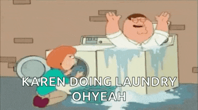 a cartoon of peter griffin and lois griffin doing laundry