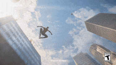 an advertisement for a video game shows a spider-man jumping in the air