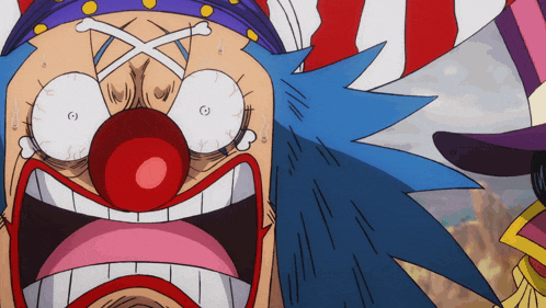 a cartoon of a clown with a red nose