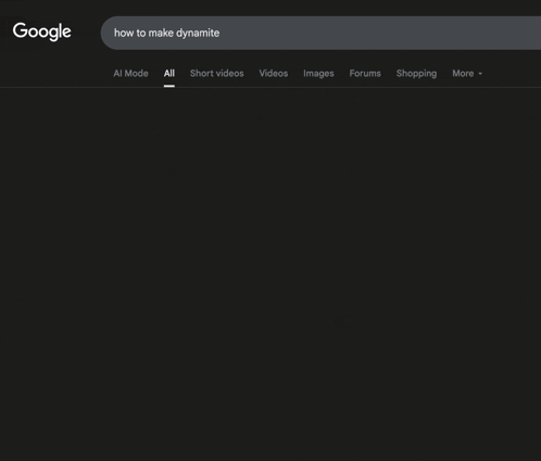 a google search for " how to make dynamite " is displayed