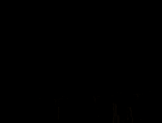 a cartoon of a man and woman kissing in front of a city skyline .