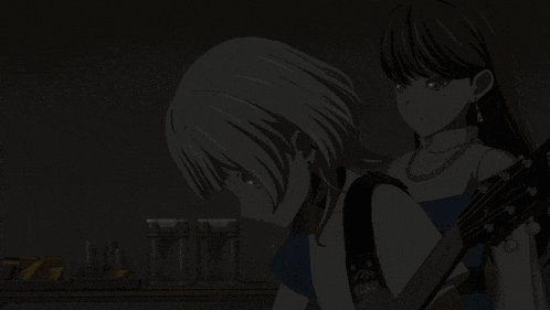 two anime girls are standing next to each other with bang dream project written on the bottom left