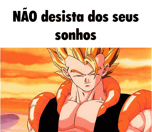 a picture of gogeta from dragon ball z with the words nao desista dos seus sonhos