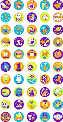 a bunch of colorful icons on a white background with one that says linkedin