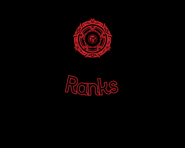 a black background with a red symbol and the word ranks
