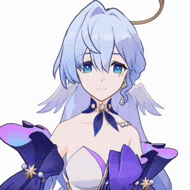 a drawing of a girl with angel wings and a star on her neck