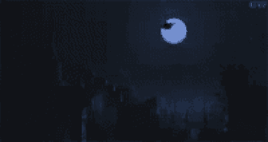 a bat is flying in the night sky with a full moon behind it