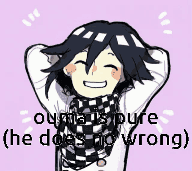 a drawing of a person with the words " ouma is pure he does no wrong " on the bottom