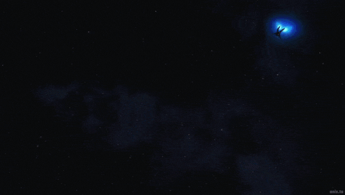 a purple robot is flying through the air with a blue background