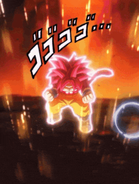 a cartoon character with red hair is surrounded by flames and the letters ecg