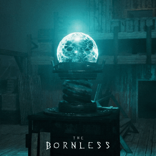 a poster for the bornless shows a glowing object