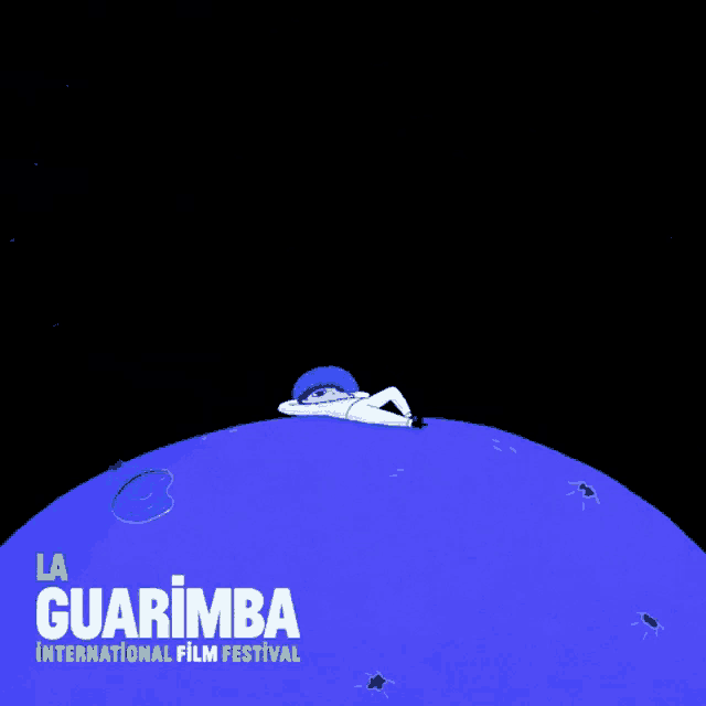 a poster for the guarimba international film festival with a blue globe