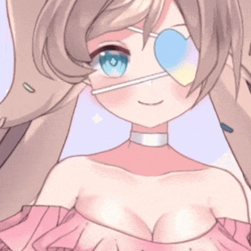 a drawing of a girl wearing a choker and sunglasses