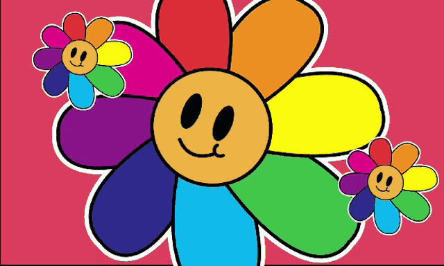 a colorful flower with a face on it