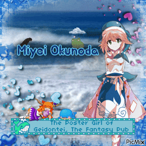 a picture of a girl with the name miyoi okunoda on it