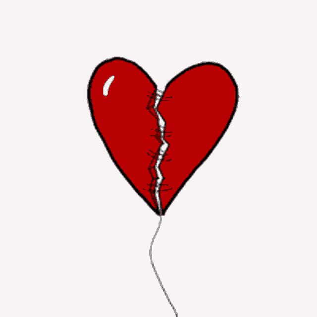 a cartoon drawing of a broken heart balloon