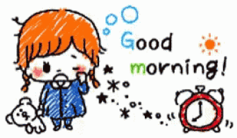 a drawing of a girl says good morning