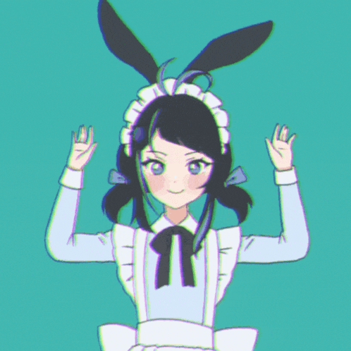a girl with bunny ears and a maid outfit