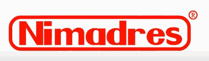 a red and white logo for nimadres that looks like the nintendo logo