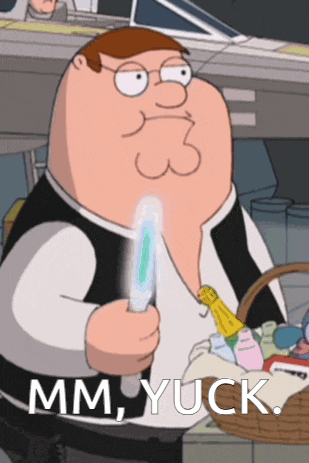 peter griffin from family guy is holding a light up object