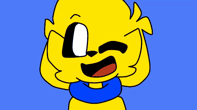 a cartoon character with a blue scarf around his neck