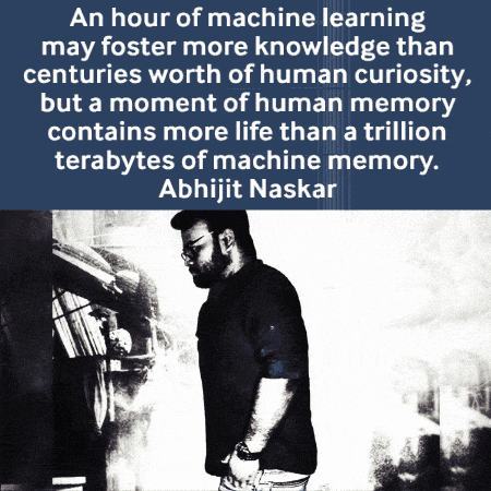 a black and white photo of a man with a quote from abhijit naskar