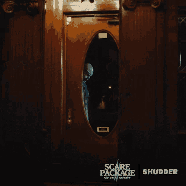 a blurred image of a person with the words scare package shudder on the bottom right