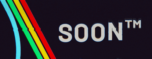 a sign that says soon tm on a black background