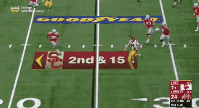 a football game between usc and ohio state is underway