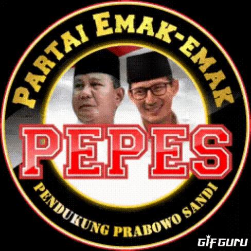 a logo for partai emak-emak pepes shows two men