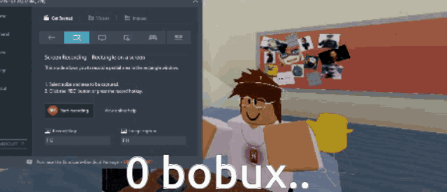 a screen shot of a video game with the words o bobux