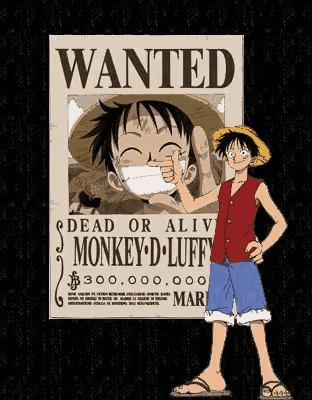 monkey d luffy giving a thumbs up in front of his wanted poster