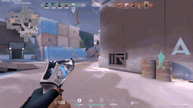 a person holding a gun in a video game with the time 1:38 on the screen
