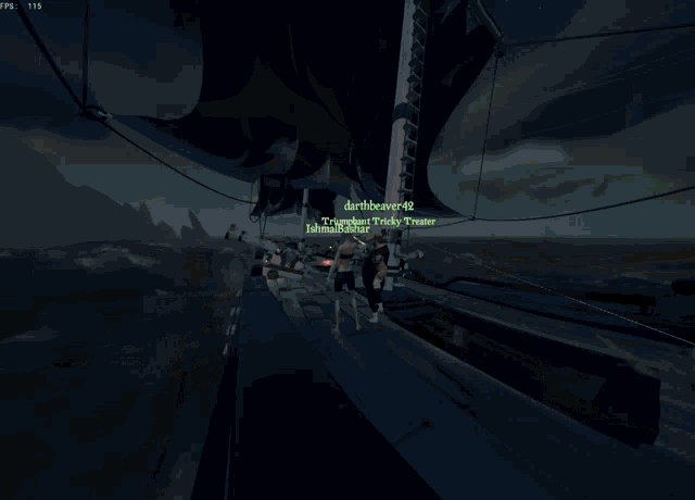 a screenshot of a video game shows a pirate named shmarashir