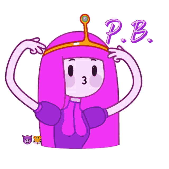 a cartoon princess bubblegum is wearing sunglasses and the letter p.b. above her