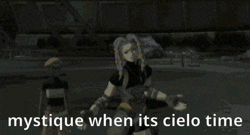 a picture of a man with the words mystique when its cielo time on it