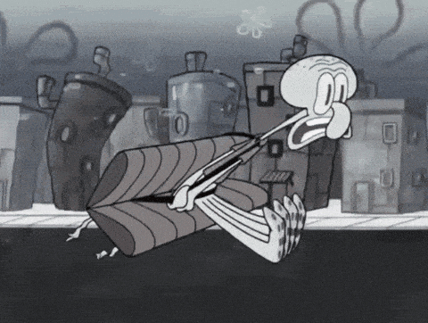 a black and white cartoon of squidward from the spongebob squarepants series