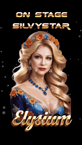 a poster for a show called elysium shows a woman in a blue dress