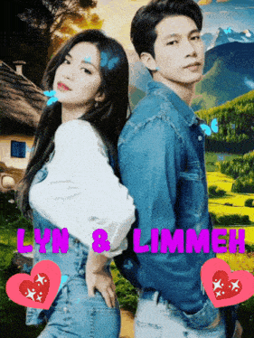 a man and a woman standing back to back with the words lyn & limmer written on the bottom