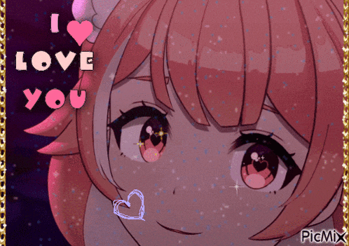 a picture of a girl with the words " i love you " above her