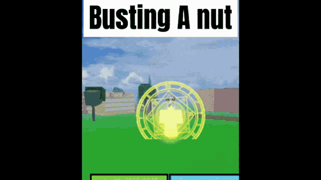 a screenshot of a video game with the words busting a nut on it