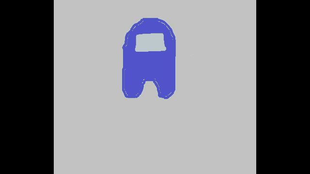 a drawing of a blue among us character on a white background