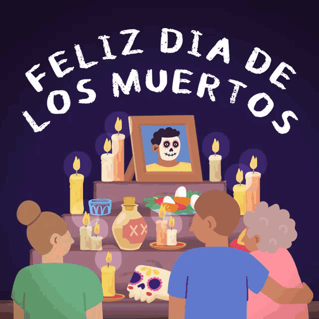 a poster that says feliz dia de los muertos with a picture of a man on it