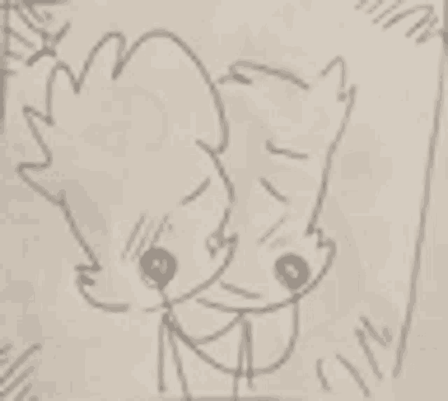a drawing of two stick figures hugging each other .