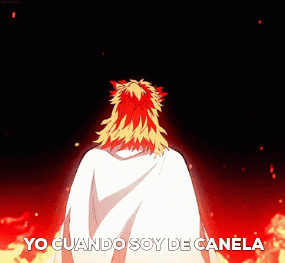 a man in a white cape stands in front of a fire with the words yo cuando soy de canela above him