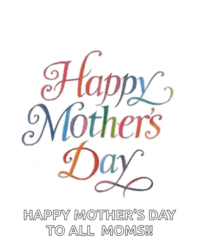 a happy mother 's day card with hearts and the words happy mother 's day to all moms !
