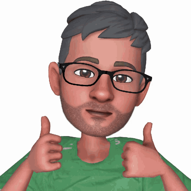 a cartoon man with glasses and a beard gives two thumbs up
